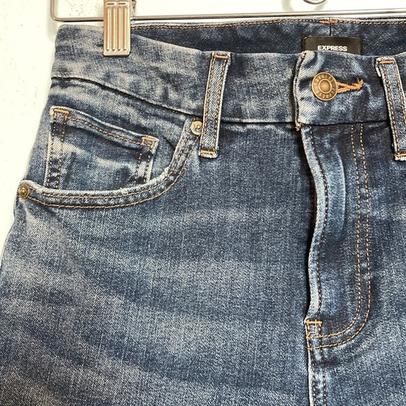 Express Womens Size S Straight Ankle High Rise Ultra Hyper Stretch Blue Jeans - Picture 3 of 15